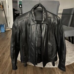 Men's Black Leather Motorcycle Jacket